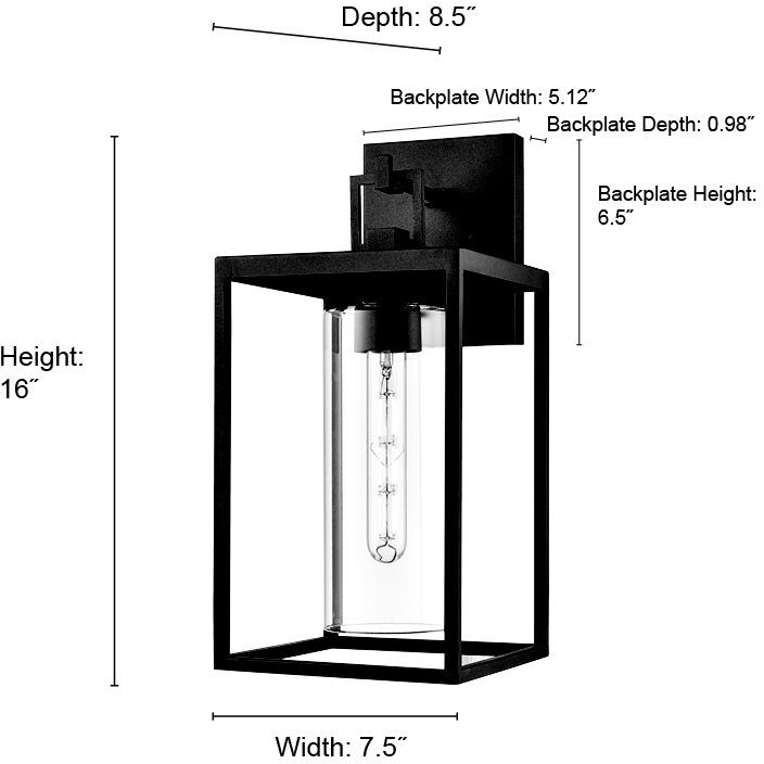 Ellway 1 Light 16 inch Textured Black Outdoor Wall Sconce